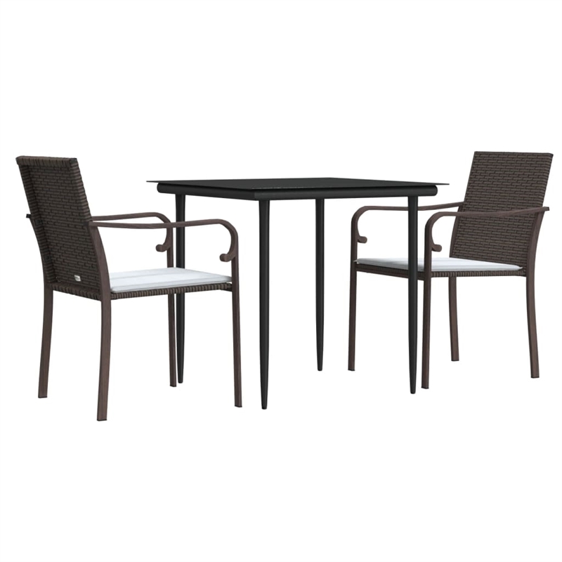 vidaXL Garden Dining Set in Brown/Black/Cream White