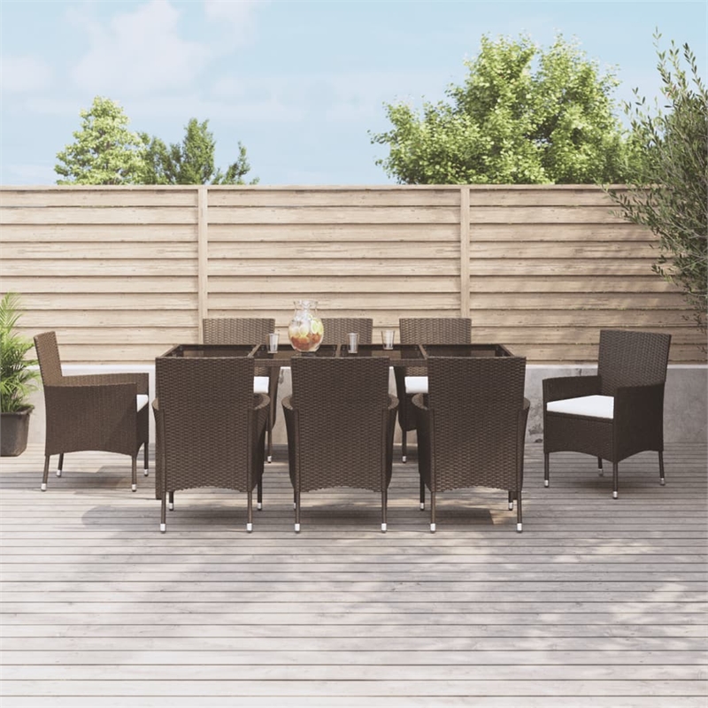 vidaXL 9 Piece Patio Dining Set in Brown