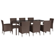 vidaXL 9 Piece Patio Dining Set in Brown