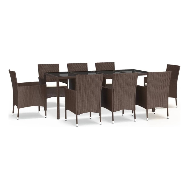 vidaXL 9 Piece Patio Dining Set in Brown