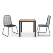 vidaXL PVC Rattan Compact Lightweight Dining Set in Black/Brown