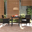 vidaXL Dining Set Table in Black/Chairs in Black/Cushions Cream White