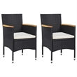 vidaXL Dining Set Table in Black/Chairs in Black/Cushions Cream White