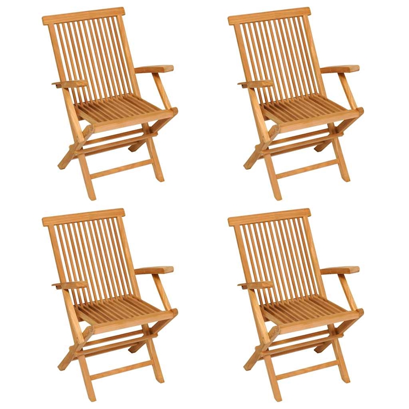 vidaXL Fine Sanded Teak Hardwood Medium Foldable Garden Dining Set in Warm Brown