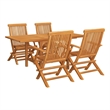 vidaXL Fine Sanded Teak Hardwood Medium Foldable Garden Dining Set in Warm Brown