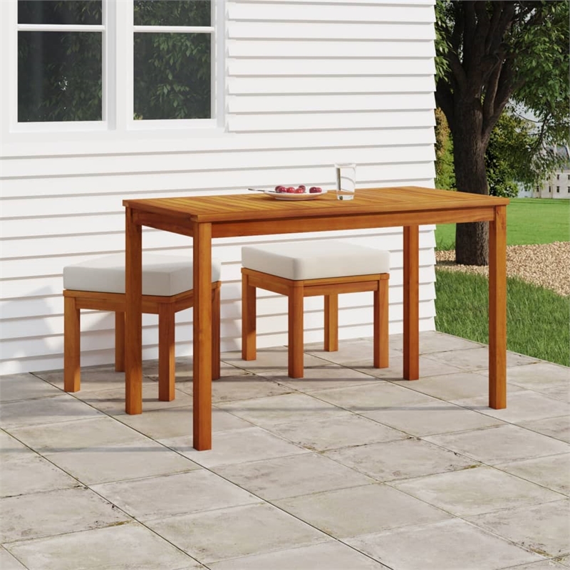 vidaXL 3 Piece Acacia wood Garden Dining Set in Cream