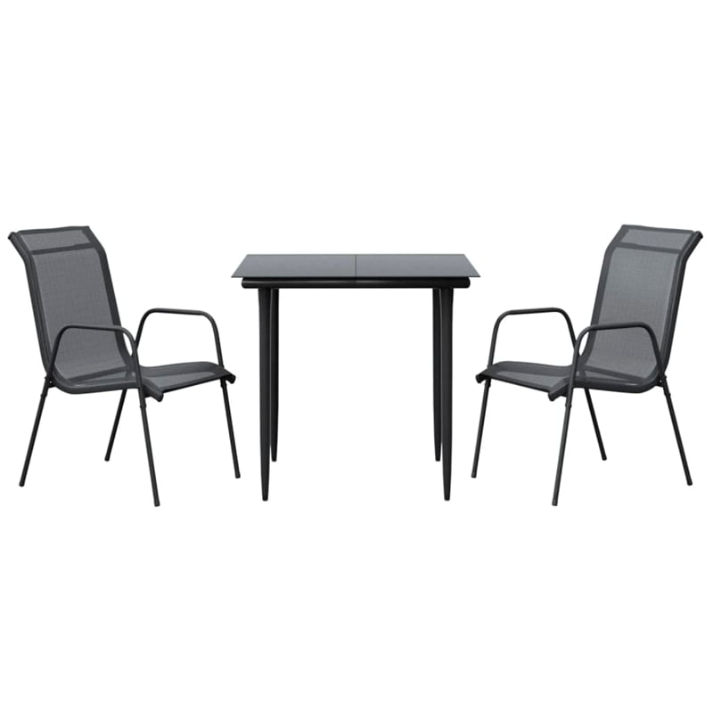 vidaXL 3 Piece Steel Garden Dining Set in Black/Anthracite