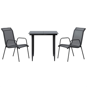 vidaXL 3 Piece Steel Garden Dining Set in Black/Anthracite