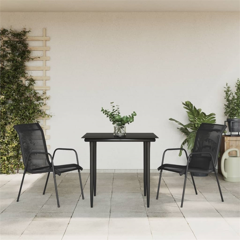 vidaXL 3 Piece Steel Garden Dining Set in Black/Anthracite