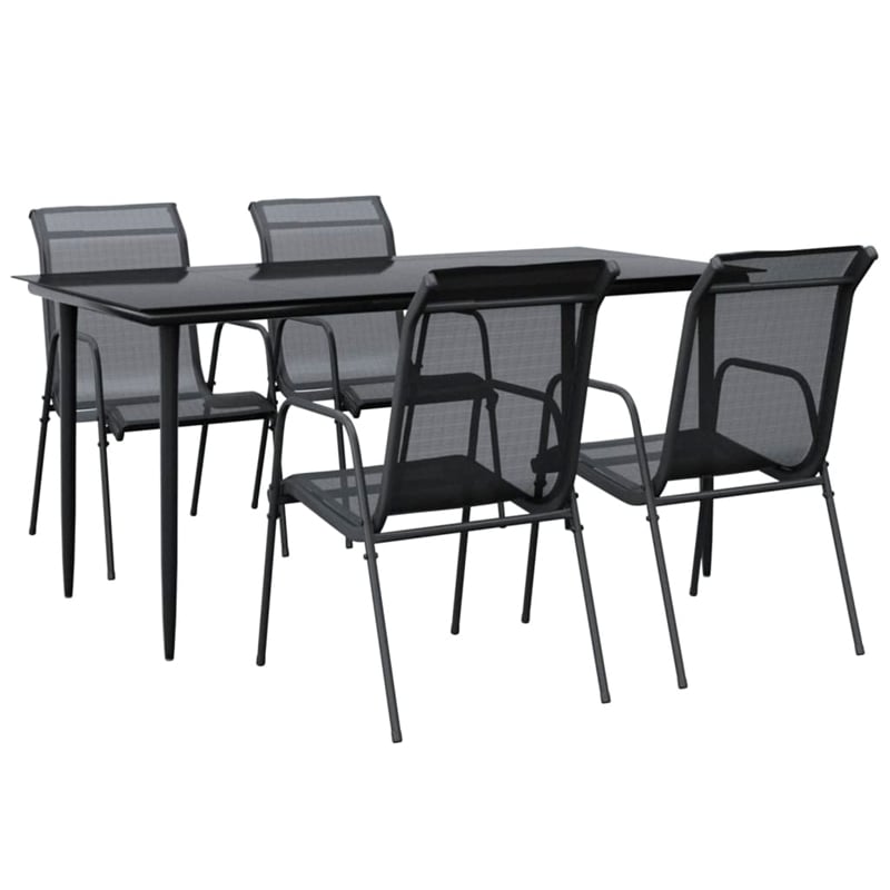 vidaXL 5 Piece Steel Garden Dining Set in Black/Anthracite