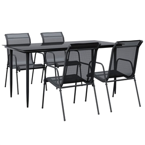 vidaXL 5 Piece Steel Garden Dining Set in Black/Anthracite