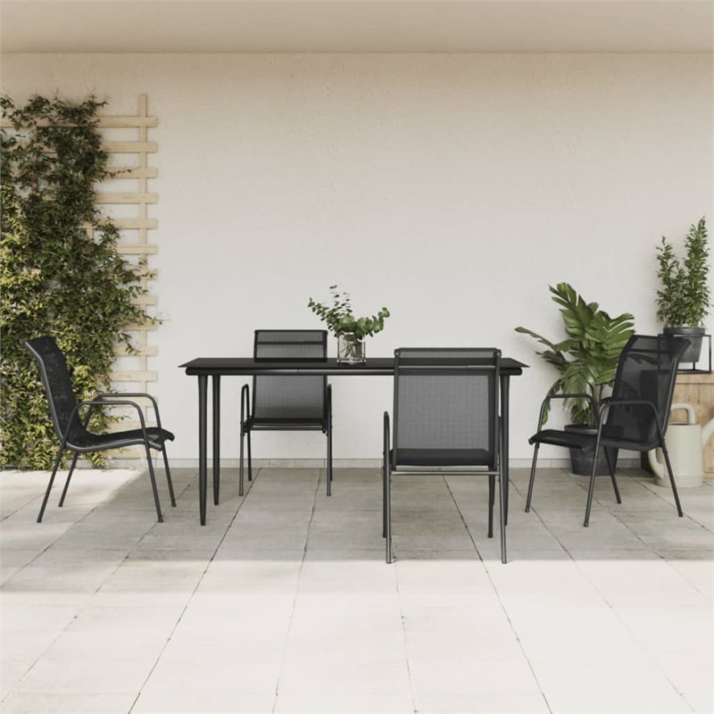 vidaXL 5 Piece Steel Garden Dining Set in Black/Anthracite