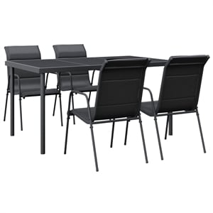 vidaXL 5 Piece Steel Garden Dining Set in Black