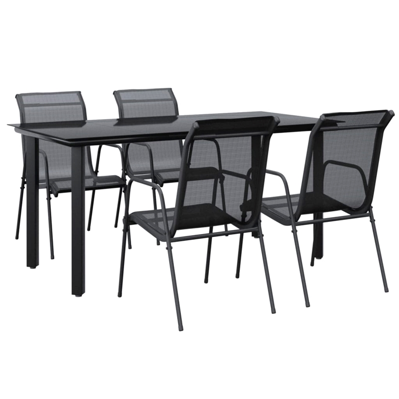 vidaXL Steel Garden Dining Set in Black/Anthracite
