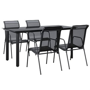 vidaXL Steel Garden Dining Set in Black/Anthracite