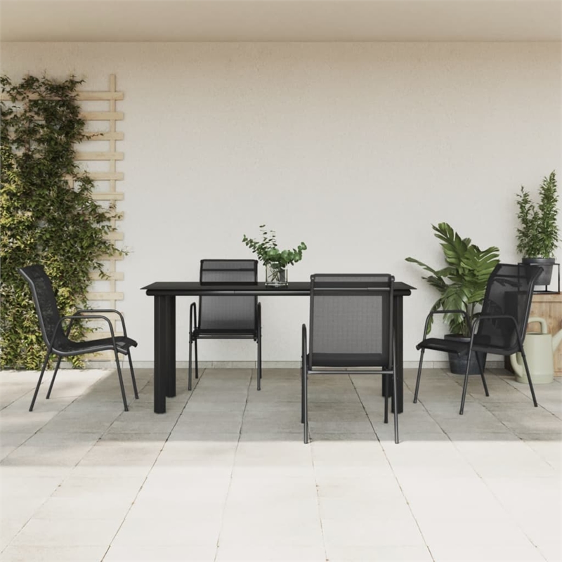 vidaXL Steel Garden Dining Set in Black/Anthracite