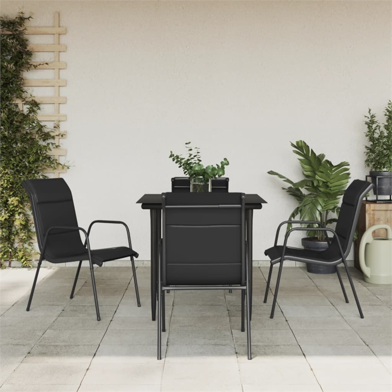vidaXL 5 Piece Steel Garden Dining Set in Black/Anthracite