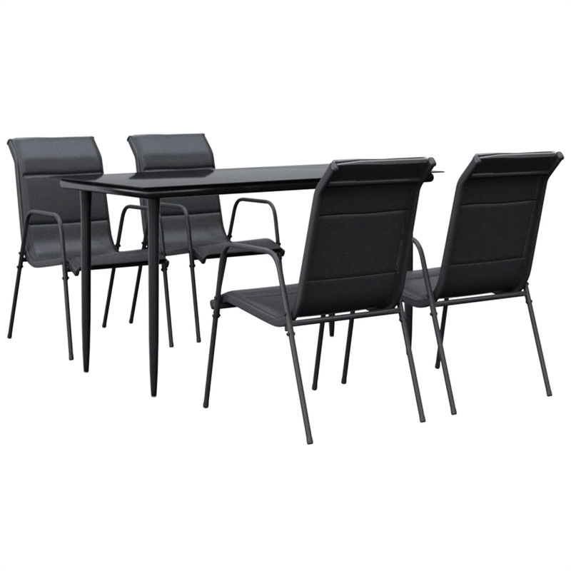 vidaXL 5 Piece Steel Garden Dining Set in Black/Anthracite