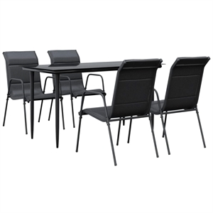 vidaXL 5 Piece Steel Garden Dining Set in Black/Anthracite