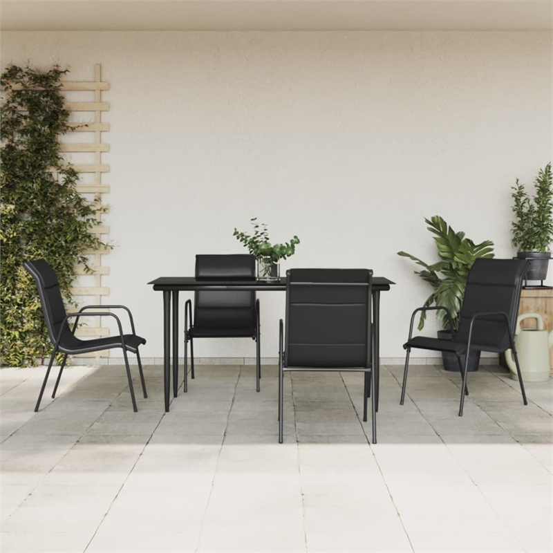 vidaXL 5 Piece Steel Garden Dining Set in Black/Anthracite
