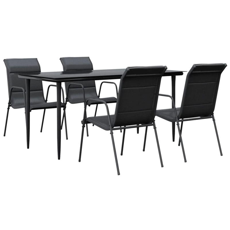 vidaXL 5 Piece Steel Garden Dining Set in Black/Anthracite