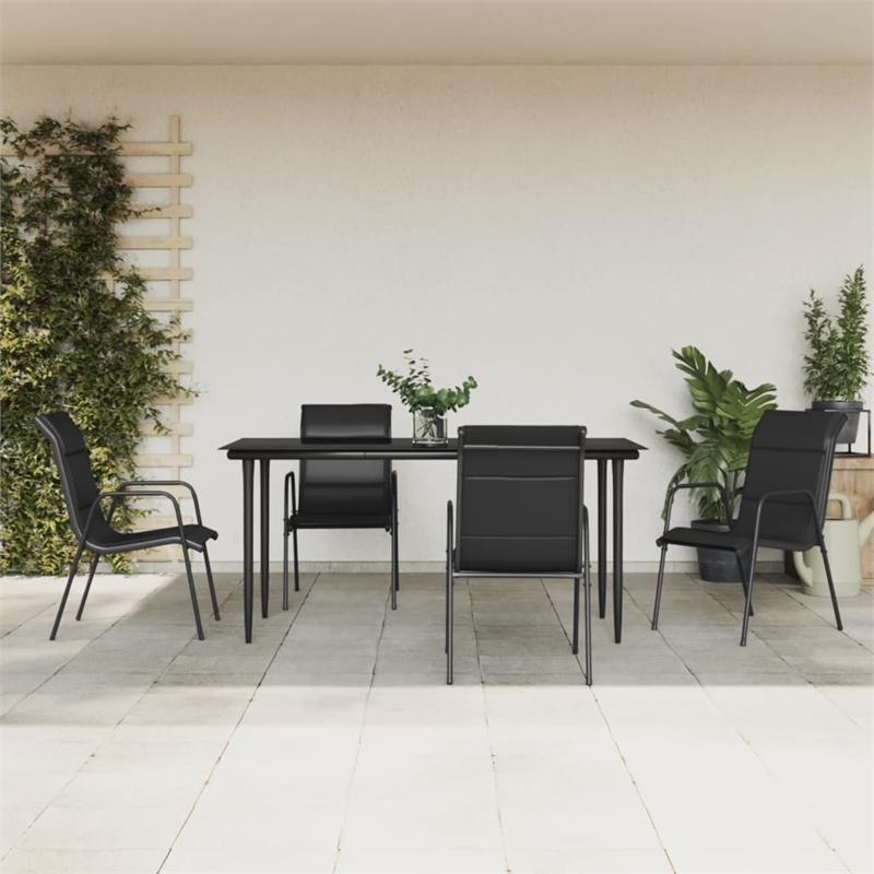 vidaXL 5 Piece Steel Garden Dining Set in Black/Anthracite