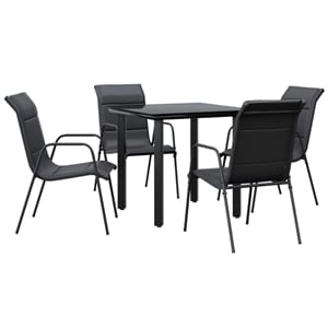 vidaXL 5 Piece Steel Garden Dining Set in Black/Anthracite