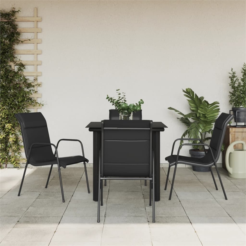 vidaXL 5 Piece Steel Garden Dining Set in Black/Anthracite