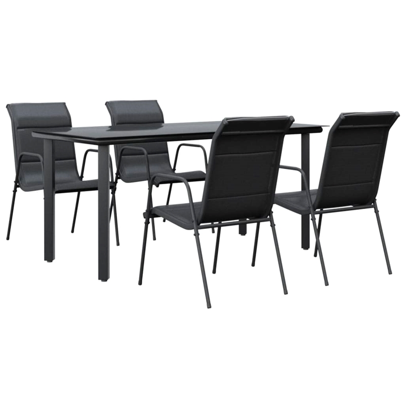 vidaXL 5 Piece Steel Garden Dining Set in Black/Anthracite