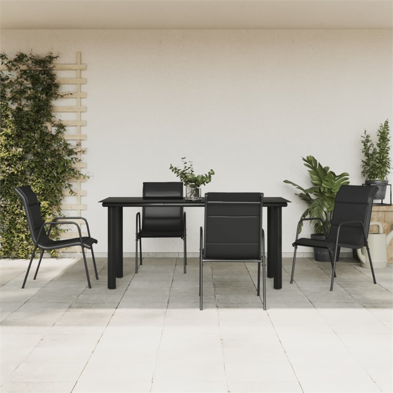 vidaXL 5 Piece Steel Garden Dining Set in Black/Anthracite