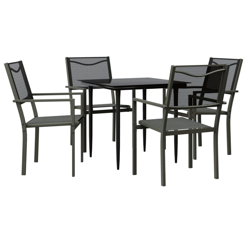 vidaXL 5 Piece Steel Garden Dining Set in Black/Anthracite