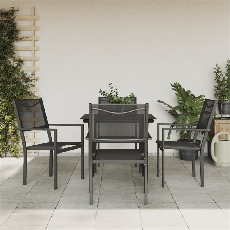 vidaXL 5 Piece Steel Garden Dining Set in Black/Anthracite