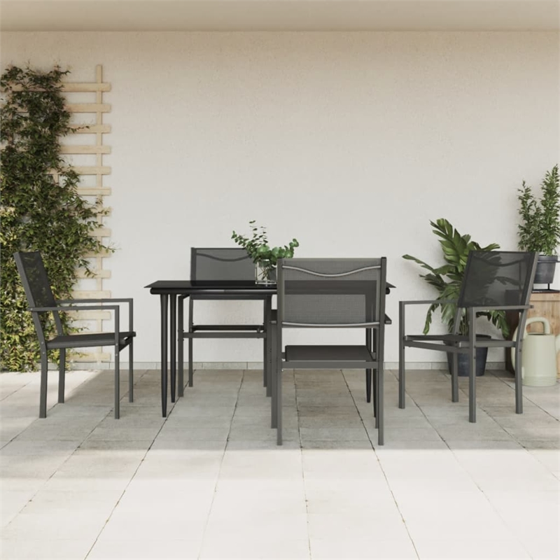 vidaXL 5 Piece Steel Garden Dining Set in Black/Anthracite