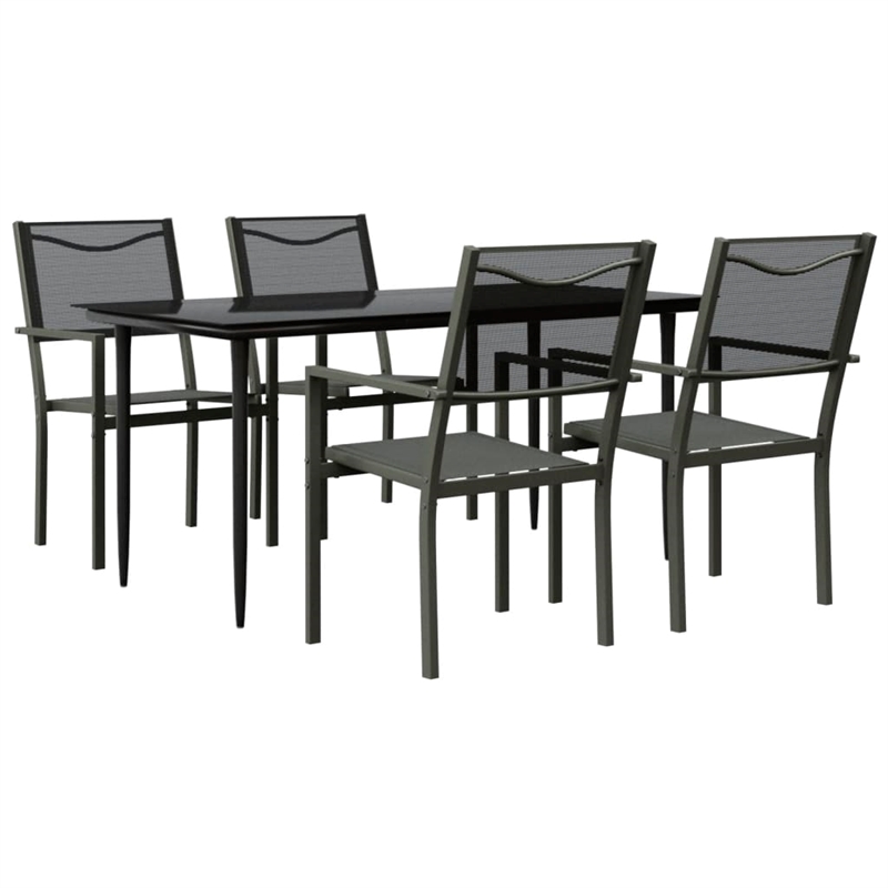 vidaXL 5 Piece Steel Garden Dining Set in Black/Anthracite