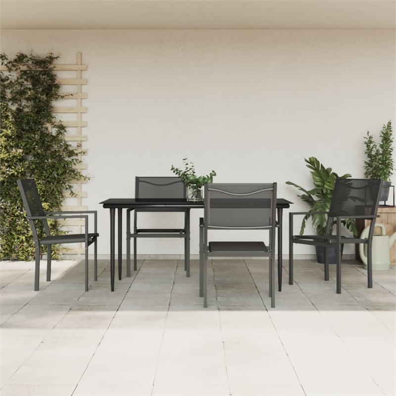 vidaXL 5 Piece Steel Garden Dining Set in Black/Anthracite