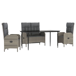 vidaXL 4 Piece Rattan Garden Dining Set in Gray