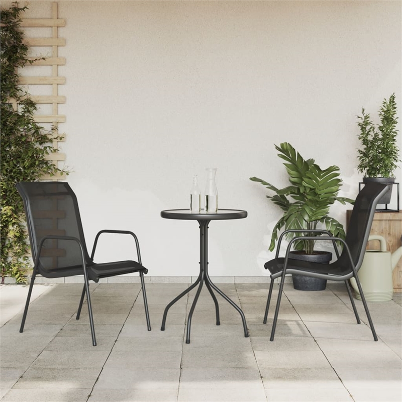 vidaXL 3 Piece Steel Garden Dining Set in Black/Anthracite