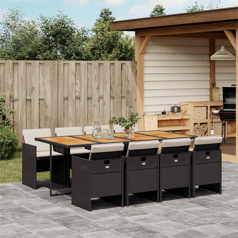 vidaXL Rattan Garden Dining Set in Black and Brown