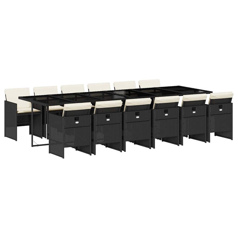 vidaXL Poly Rattan Garden Dining Set in Black/Cream White