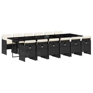 vidaXL Poly Rattan Garden Dining Set in Black/Cream White