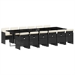 vidaXL Poly Rattan Garden Dining Set in Black/Cream White