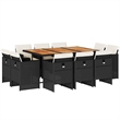 vidaXL Poly Rattan Garden Dining Set in Brown/Cream white/Black