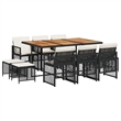 vidaXL 11 Piece Steel Garden Dining Set in Black/Cream White