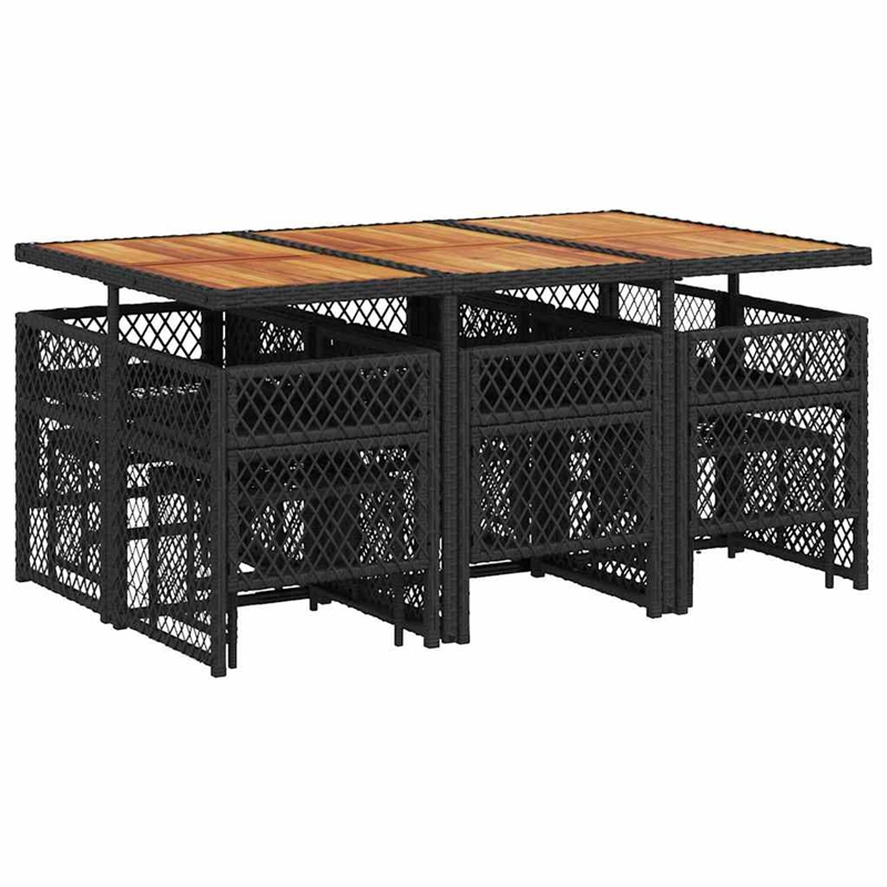 vidaXL 11 Piece Steel Garden Dining Set in Black/Cream White