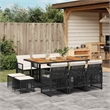 vidaXL 11 Piece Steel Garden Dining Set in Black/Cream White