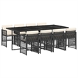 vidaXL 9 Piece Poly Rattan Garden Dining Set in Black/Cream White