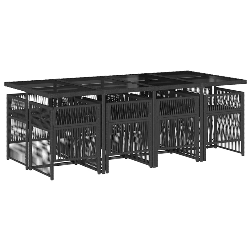 vidaXL 9 Piece Poly Rattan Garden Dining Set in Black/Cream White