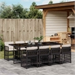 vidaXL 9 Piece Poly Rattan Garden Dining Set in Black/Cream White