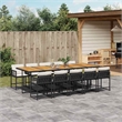 vidaXL Rattan Garden Dining Set in Black and Brown