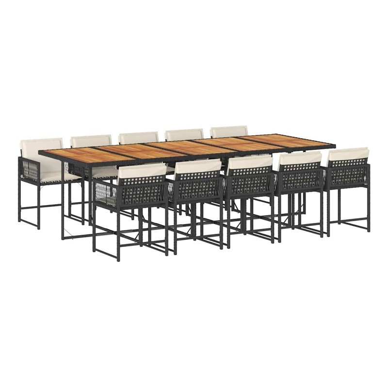 vidaXL Rattan Garden Dining Set in Black and Brown